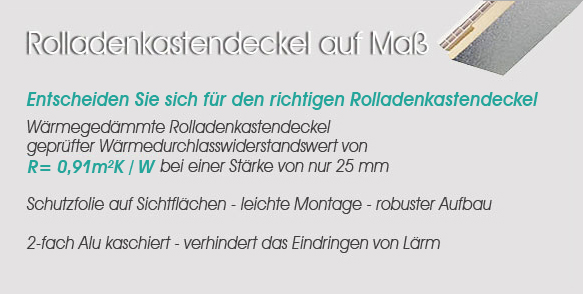 Rolladenkastendeckel 220 - 260 mm